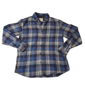 Weatherproof Men's Blue Plaid Classic Cozy Long Sleeve Flannel Shirt Medium